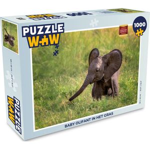 Puzzel Baby olifant in het gras - Legpuzzel - Puzzel 1000 stukjes volwassenen