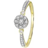 Lucardi Dames 14K geelgouden entourage ring 23 diamanten 0,10ct - Ring - 14 Karaat Goud - Geelgoud - 20 / 63 mm