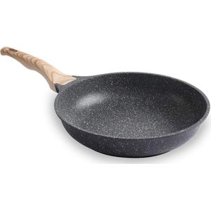28cm Non Stick Koekenpan - Zwitserse Titanium Antiaanbaklaag - Gratis - Steen Koekenpan