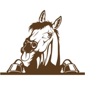 Sticker - Gluurpaard - Paard - Autosticker - Bruin - 20x25cm