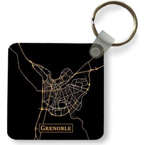 Sleutelhanger - Uitdeelcadeautjes - Kaart - Grenoble - Zwart - Goud - Plastic