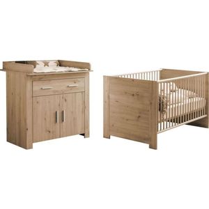 Duo babykamer: Bed 70 x 140 cm + AHOI commode - Eik - TREND TEAM