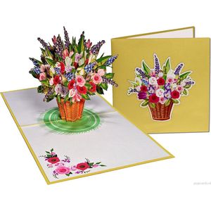 Popcards popupkaarten – Verjaardagskaart Bloemen Gemengd Boeket Vriendschap Felicitatie Beterschap Troost pop-up kaart 3D wenskaart