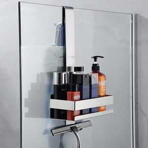 CALIYO Doucheplank - RVS 304 Hangende Doucherek - Doucheplank voor het ophangen - Doucheplank Shampoo Beugel met Haak voor Frameloze glazen deur