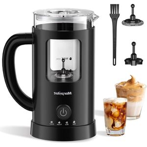 Elektrische Melkopschuimer 4-in-1 550 W - Warme en Koude Melkopschuimer - 600 ml - Latte Patroon - Zwart
