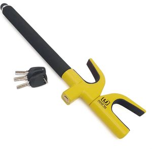 UR959Y Universeel Auto Stuurslot Roestvrij Staal Veiligheidsslot - Geel Zwart met Veiligheidshamer steering wheel lock