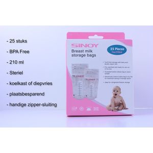 Moedermelk bewaarzakjes - borstvoeding bewaarzakje - 210 ml - 25 stuks - steriel - makkelijk etiketteren