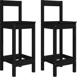 vidaXL Barstoelen - Set van 2 - Zwart Grenenhout Barstoel - Barkruk - Eetkamerstoel - Granenhout Meubilair - Industriële Barstoelen