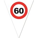 Leeftijd verjaardag vlaggenlijn met 60 jaar stopbord opdruk 5 meter - Plastic - 10-vlaggetjes per slinger - Feestartikelen/versiering