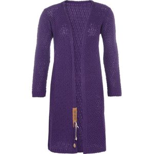 Knit Factory Luna Lang Gebreid Vest Purple - Gebreide dames cardigan - Lang vest tot over de knie - Paars damesvest gemaakt uit 30% wol en 70% acryl - 36/38