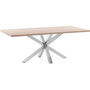 Kave Home - Argo tafel 180 cm natuurlijke melamine roestvrij benen