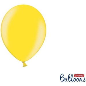 Strong Ballonnen 12cm, Metallic Lemon geel (1 zakje met 100 stuks)