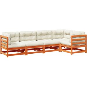 vidaXL Loungeset 5-delig - Grenenhout - Inclusief Kussens Loungebank - Tuinset - Hoekbank - Houten Bank - Outdoor Furniture