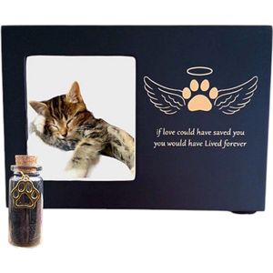 Honden urn - Katten urn - Stijlvolle Houten Urn met Fotolijstje en Herinneringstekst - Met Gratis Memorial Flesje - Urn voor kat - Urn voor hond