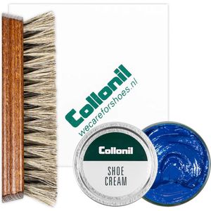 Collonil | Schoenpoets set 3-delig | Shoe cream | Poetsdoek | Borstel | Indigo