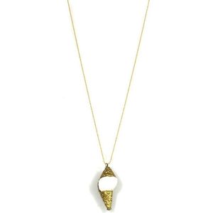 Heaven Eleven - ballchain 2mm verguld DQ - Shankha tibebetaanse schelp- 74cm