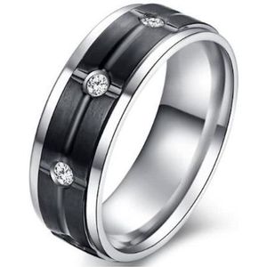 Schitterende Titanium Ring met 8 Zirkonia Steentjes | Damesring | Herenring | 20,75 mm. Maat 65