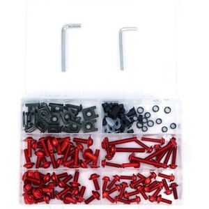 177-delige CNC Aluminium Universele Billet Compleet Motorfiets Voorruit Kuip Bouten Kit Bevestigingsmiddel Clip Carrosserie Schroeven Moer (rood)