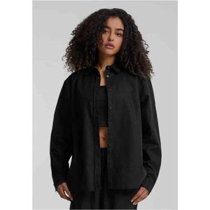 Urban Classics - Linen Mixed Oversized Blouse - M - Zwart