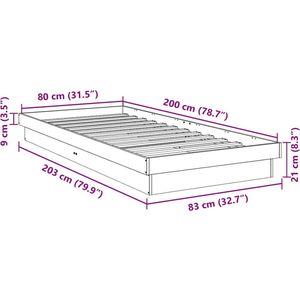 vidaXL - Bedframe - zonder - matras - 80x200 - cm - massief - eikenhout