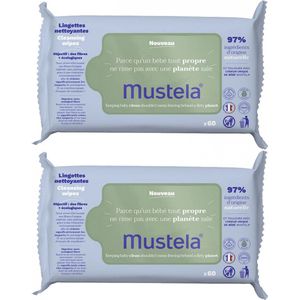 Mustela Avocado Reinigingsdoekjes Set van 2 x 60 Doekjes