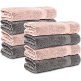 Komfortec 8x Handdoek 50x100 - 100% Katoen – Handdoekenset - Zacht - Antraciet&Roze