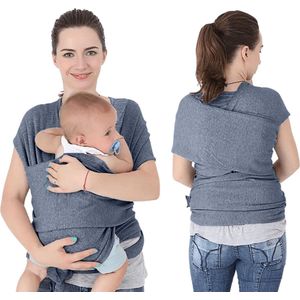 Baby Mama Draagdoek Donkergrijs - Rekbaar - Biologisch Katoen - Ergonomisch - Draagzak - Tot 15KG