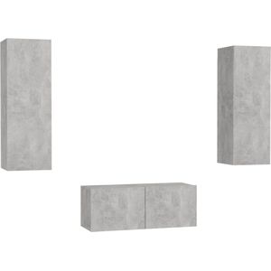 vidaXL 3-delige Tv-meubelset betongrijs hout Tv-meubel - Televisiecast - Salontafel - Media-console - Houten Tv-stand