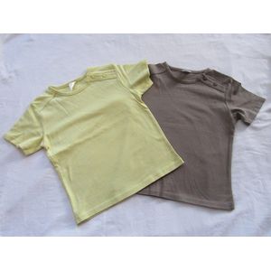 dirkje , jongens, t-shirt  korte mouw , effen , geel  / kaki , 110 - 5 jaar