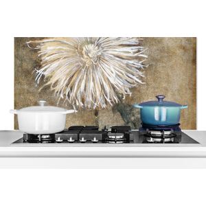 Spatscherm keuken 100x50 cm - Kookplaat achterwand Chrysant - Piet Mondriaan - Oude meesters - Muurbeschermer - Spatwand fornuis - Hoogwaardig aluminium