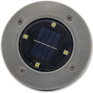 Solar 4 LED grondspot - 0,4 Watt - koud wit - schemersensor - set 4 stuks