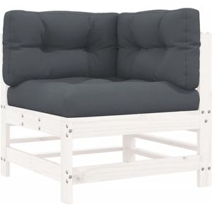 vidaXL Hoekbank met Kussens - Grenenhout - Wit Hoekbank - Tuinset - Buitenbank - Lounge Set - Garden Furniture