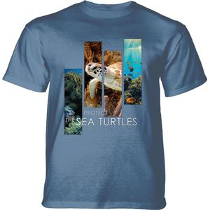 T-shirt Protect Sea Turtle Split Portrait Blue 4XL