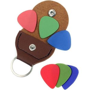 Plectrum Sleutelhanger Inclusief 6 Plectrums - Plectrumhouder - Guitar pick holder -  1 stuks voor aan de sleutelbos-Bruin