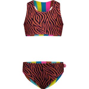 Just Beach Meisjes reversibel bikini sportief - Caramel zebra