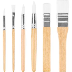 Set van 6 penselen voor acrylverf - aquarel - waterverf - oliën - gouache - kinderen - kunstenaars .