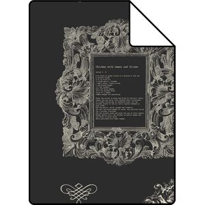 Proefstaal ESTAhome behang recepten zwart - 127633 - 26,5 x 21 cm