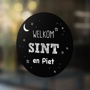 Label2X - Sticker Welkom Sint en Piet - Raamsticker - Sinterklaas 50 cm Zwart - Sinterklaas decoratie - Sinterklaas versiering