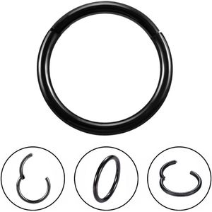 Fako Bijoux® - Chirurgisch Stalen Ring Piercing - Diameter 10mm - Dikte 1.2mm - Ringetje geschikt voor Helix, Tragus, Septum, Lip, Neus & Wenkbrauw - Zwart