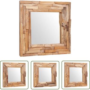 The Living Store Teakhouten Spiegel - 60 x 60 cm - Rustieke Stijl