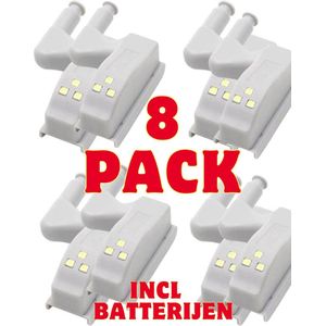 8 stuks Automatische LED Kast Verlichting | LED Scharnier Verlichting met Druksensor | Kastverlichting LED Warm Wit | Inclusief batterijen