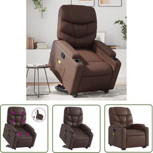 The Living Store Sta-op-massagestoel verstelbaar kunstleer bruin - Stapstoel - Massageruimtelijke Meubels - Elektrisch Bedienbare Stoelen - Ergonomische Stoelen - Fauteuil