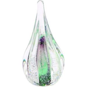 Urnencenter© Kristalglas Sparkle Mini Urn Groen/Paars Transparant - Urn - Urn voor as - Urn Hond - Urn Kat - Urn Deelbewaring - Mini Urn Glas - Kunstobject