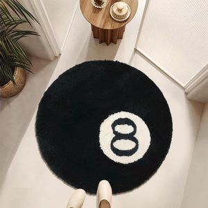 8 Balls Billiard Rug Non-Slip Washable Soft for Living Room Dining Room Bedroom 80 cm - Black