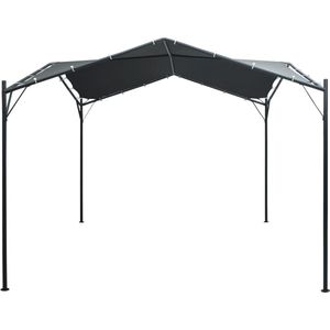 vidaXL Prieel - 3x3 m - Staal - Antraciet Tuinpaviljoen - Prieel - Luifel - Overkapping - Buitenterras