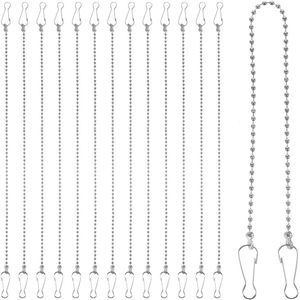 24 stuks hangende kettingen met haken - 28 cm metalen hangkettingen voor bloempotten - raamafbeeldingen en glasschilderij ophangkettingen in zilverkleuren