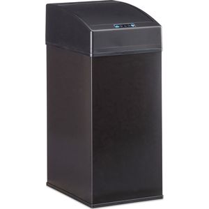 Relaxdays sensor prullenbak - 7 liter - automatisch - met binnenemmer en hengsel - 35x15x20 cm - zwart