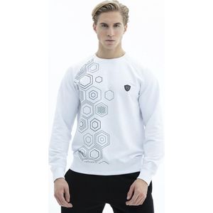 SCR. Numan - Sweater Heren - Witte Trui - Met Print - Maat S