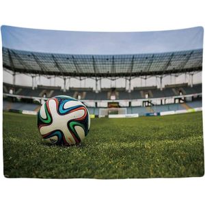 Ulticool Voetbal Bal Voetbaldoel Stadion Wandkleed - WK EK - 200x150 cm - Kinderkamer Groot wandtapijt – Poster - Doek Kleed - Accessoires - Slaapkamer Woonkamer Kinderkamer - Groen