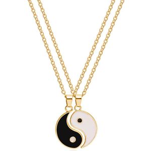 Bixorp Friends BFF Ketting voor 2 Yin Yang - Goudkleurig - Vriendschapsketting - Best Friends Ketting Vriendschap Cadeau voor Twee